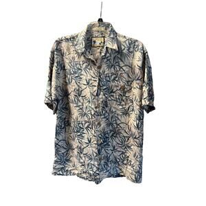 Imprints sportswear button up leaves hawaiian tropical men shirt medium